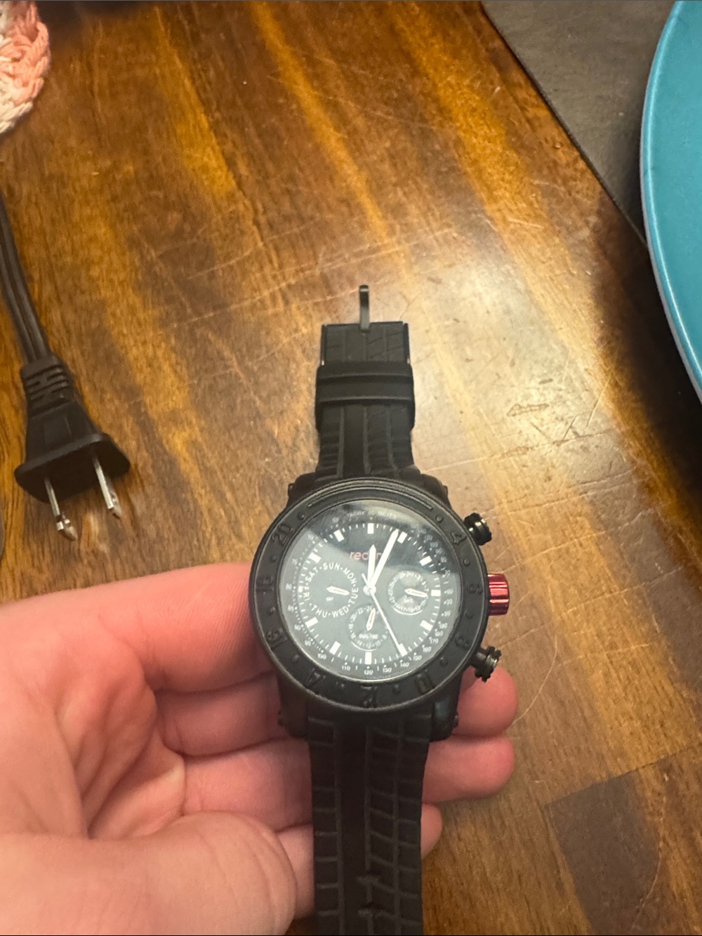 Men's Black Silicone Strap Chronograph Watch